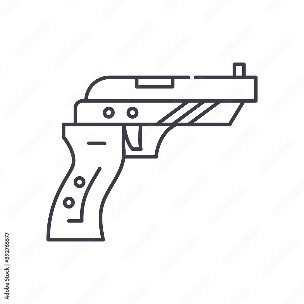 Short gun icon, linear isolated illustration, thin line vector, web design sign, outline concept symbol with editable stroke on white background.