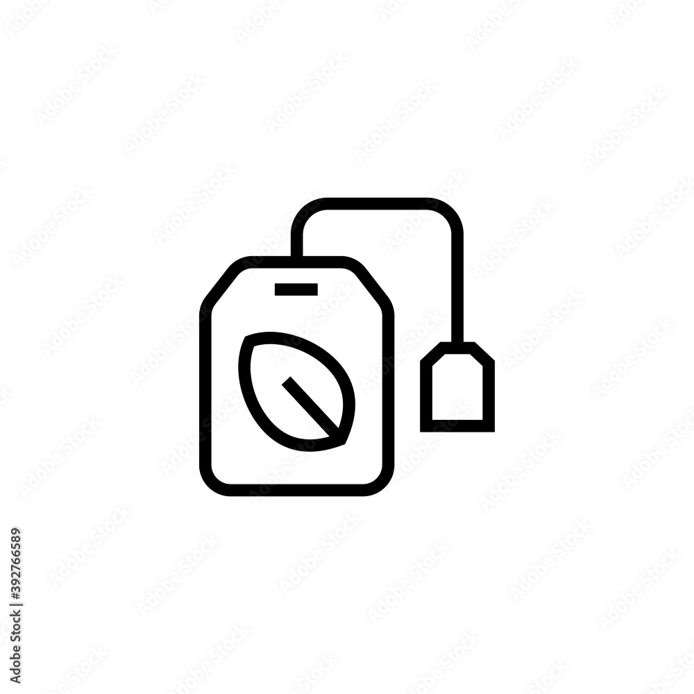 Herbal bag Icon in black line style icon, style isolated on white background Herbal bag Icon in black line style icon, style isolated on white background
