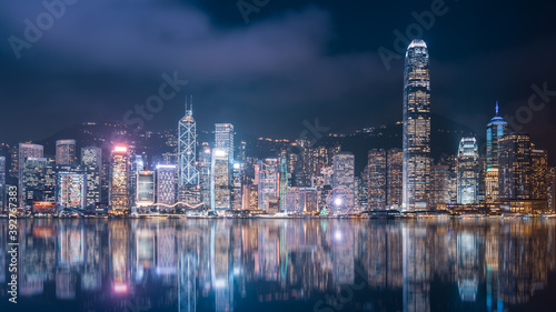 Hong Kong Architectural Landscape skyline night view © 昊 周