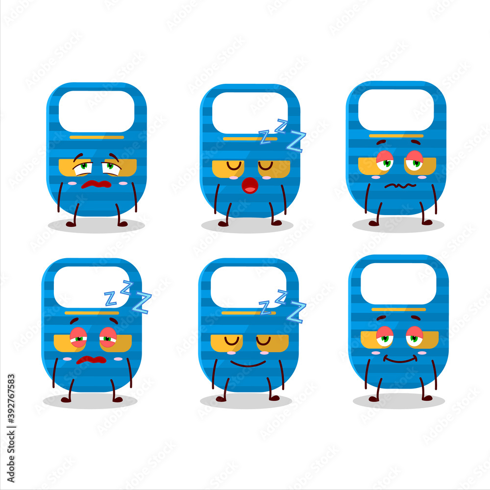 Cartoon character of blue baby appron with sleepy expression Cartoon character of blue baby appron with sleepy expression