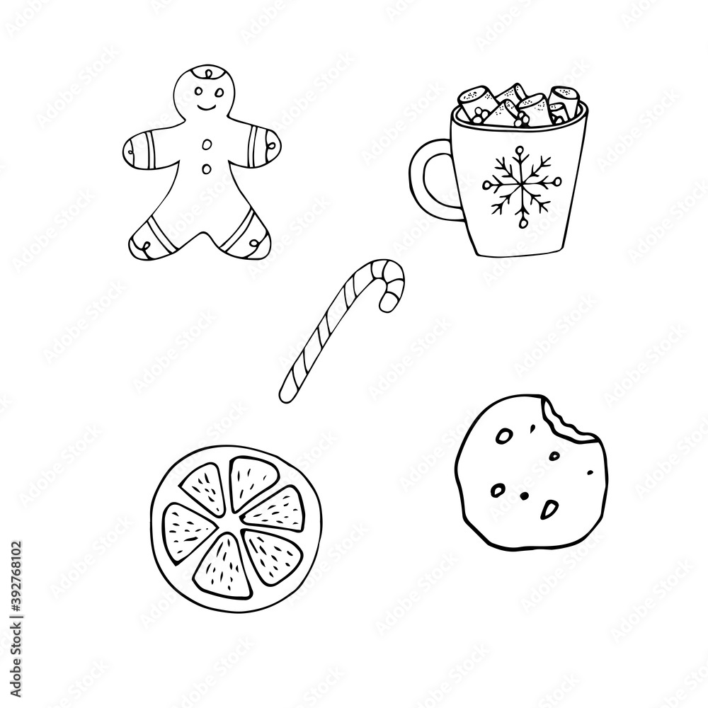 Christmas set of gingerbread man, cookies, lollipop, mug Christmas set of gingerbread man, cookies, lollipop, mug
