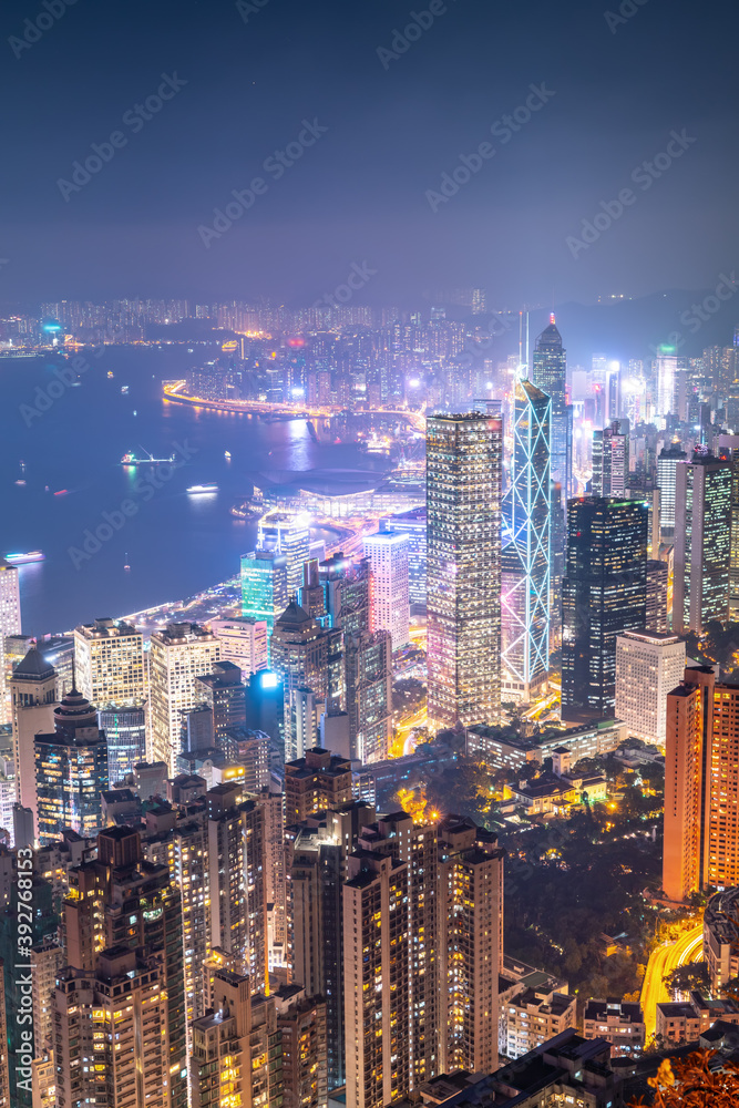 Fototapeta premium Hong Kong Architectural Landscape skyline night view
