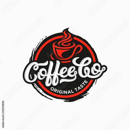 Coffee shop logo design template. Retro coffee emblem. Vector art.