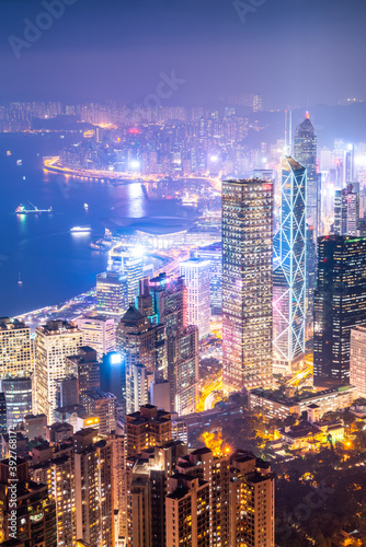 Canvas Print Hong Kong Architectural Landscape skyline night view