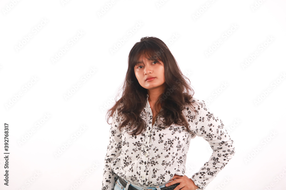 Beauty portrait of female face on white background Beauty portrait of female face on white background