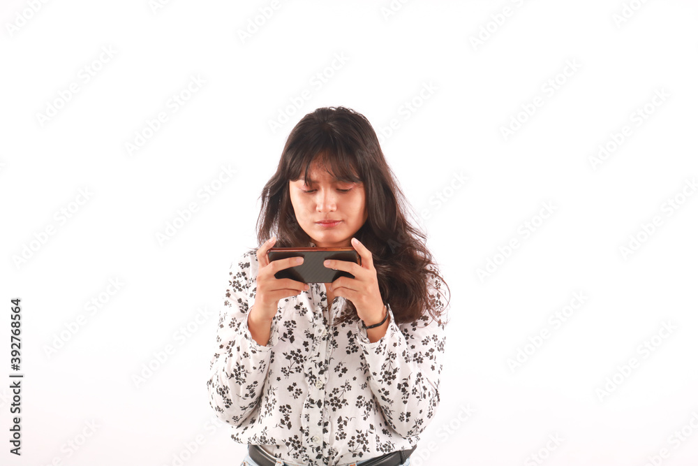 Beauty portrait of female face on white background Beauty portrait of female face on white background