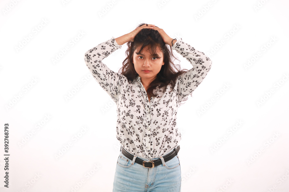 Beauty portrait of female face on white background Beauty portrait of female face on white background
