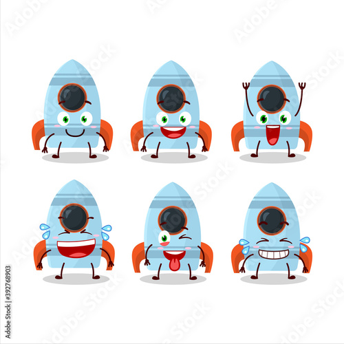 Cartoon character of rocket toy with smile expression