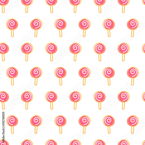 Pop lolipop candy girls pattern. Pink sweets background. Vector seamless pattern.