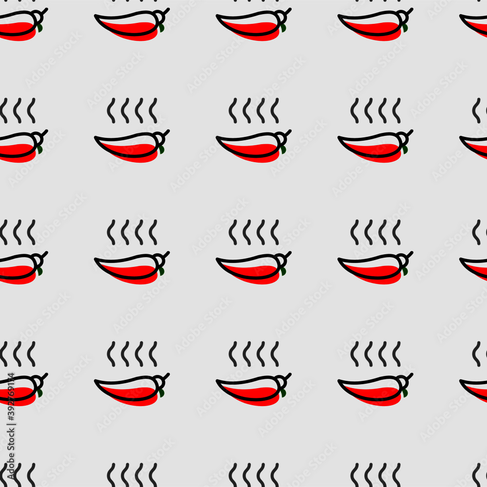 Chili peppers seamless pattern. Chill outline seamless pattern and shadow for use as wallpaper Chili peppers seamless pattern. Chill outline seamless pattern and shadow for use as wallpaper