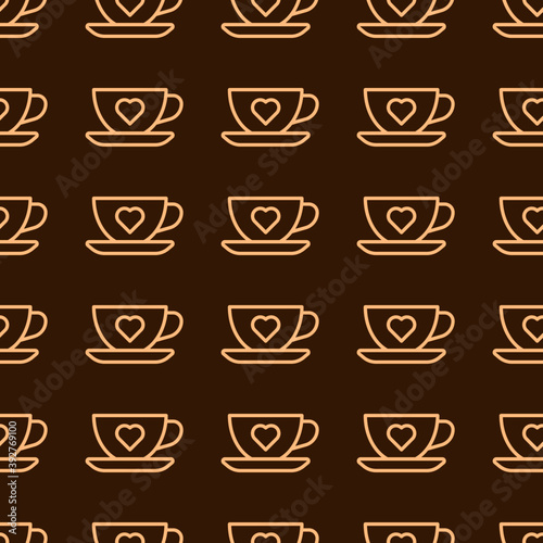 Tea cups seamless repeat pattern. 