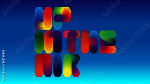 Gradient geometric font letters in a minimal type style, rainbow gradient colors