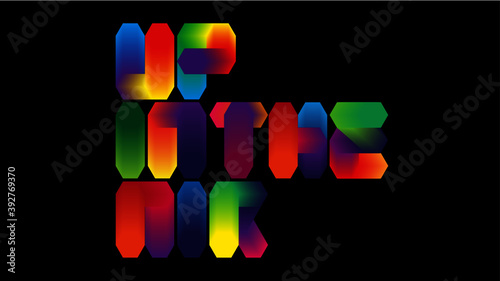 Gradient geometric font letters in a minimal type style, rainbow gradient colors