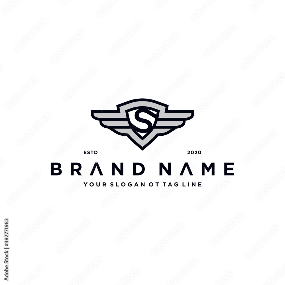 letter S shield wing logo design concept vector Stock Vector | Adobe Stock