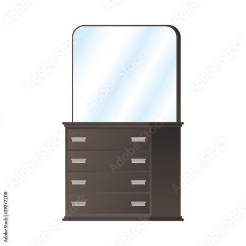 wooden dressing drawer with mirror forniture