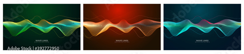 Abstract wave element for design with modern gradient colour. Digital frequency track equalizer. Luxury, stylized line art background.