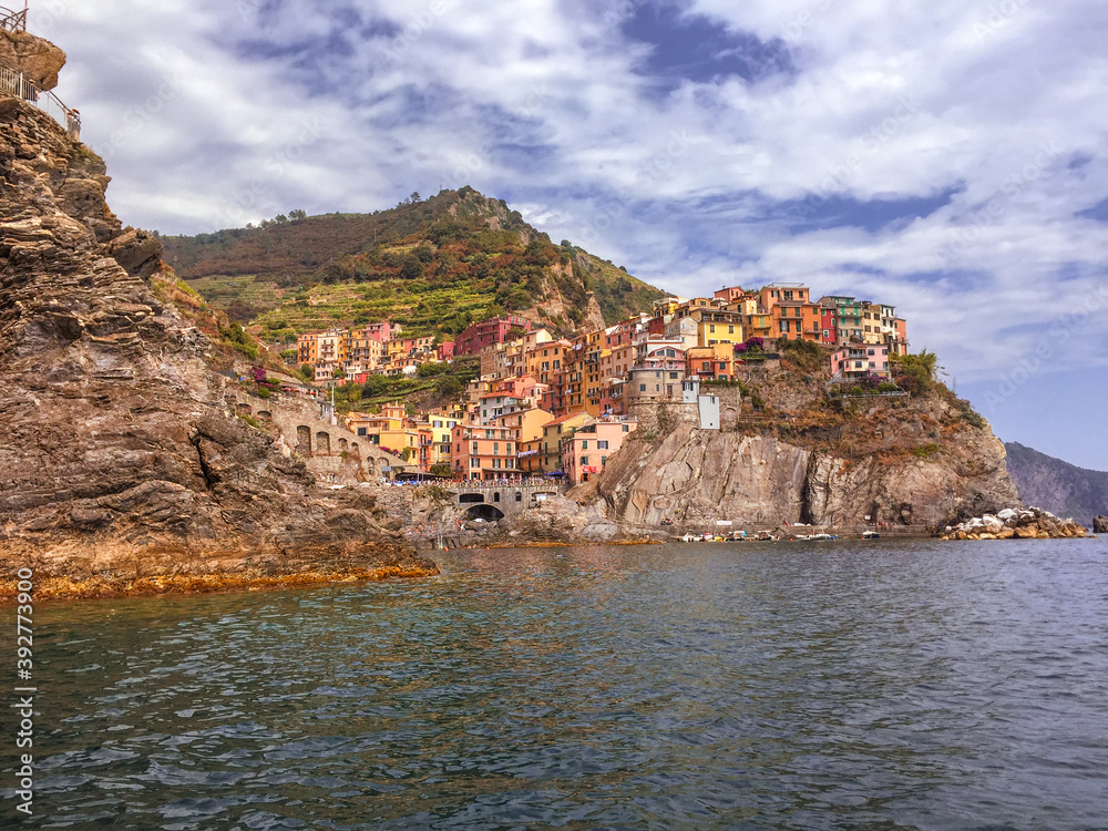 Seaside view of one of the towns of the Cinque Terre