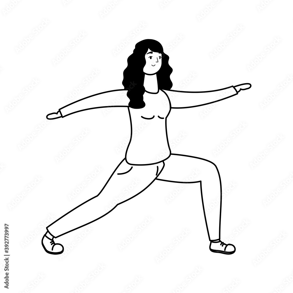 Fototapeta premium young woman practicing exercise line style