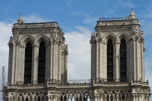 Bell Towers of Notre Dame de Paris cathedral, France.