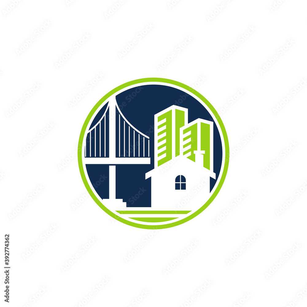 simple modern bridge real estate circular vector icon simple modern bridge real estate circular vector icon