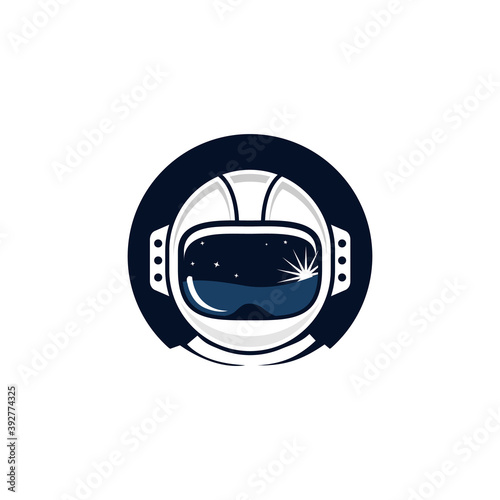 simple modern playful flat space astronaut illustration helmet vector icon