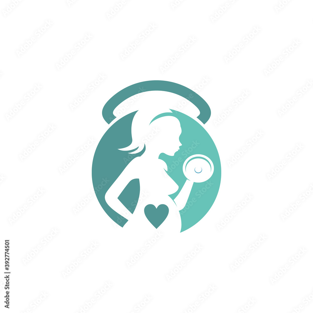 Fototapeta premium simple modern negative space pregnant women health fitness workout vector icon