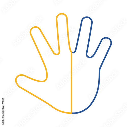 down syndrome hand print painted line style icon