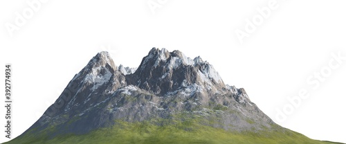 Snowy mountains Isolate on white background 3d illustration