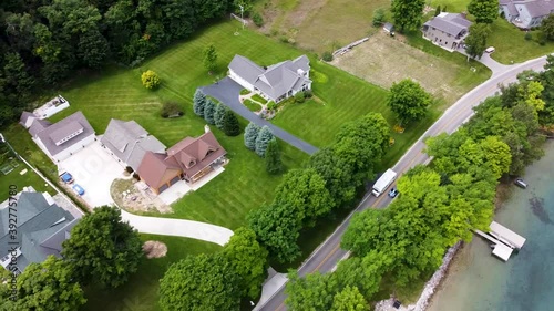 Drone tracking over pretty trees in Northern Mich. photo
