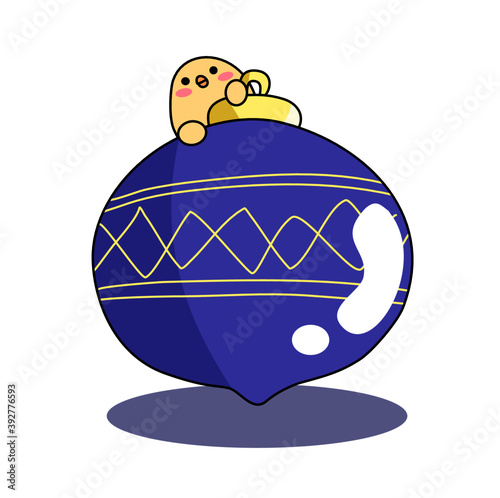 Chick with Christmas ball