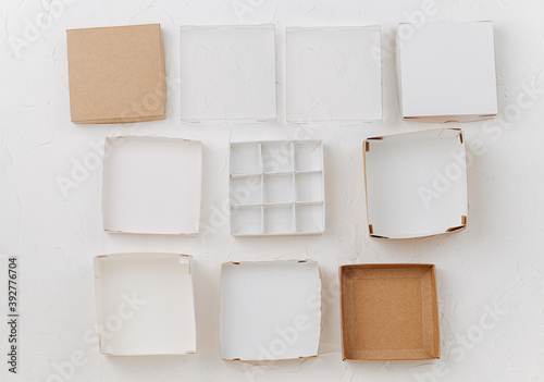 Wallpaper Mural Various possible box parts laid out next to each other on a white surface Torontodigital.ca