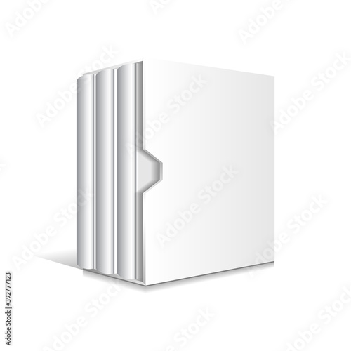 Set of 3 standing books in box cover mockup template.