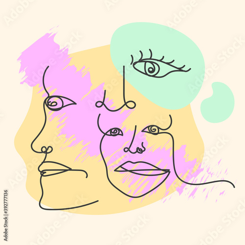 abstract doodle face contemporary emotional line art decoration for web or print element