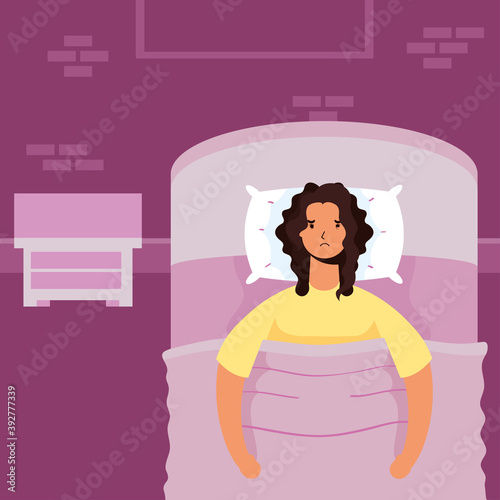 woman suffering from insomnia character