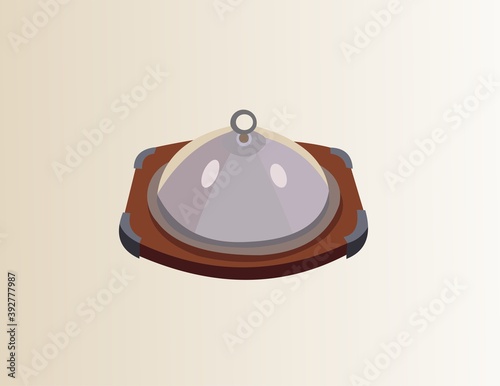 Vector of a metal dish cover with background
