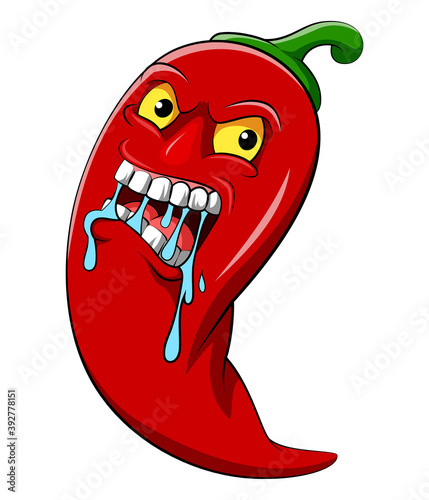 The red chili with hot face for the spicy delicious food