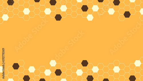 Hexagon bee hive vector abstract with yellow background illustration.