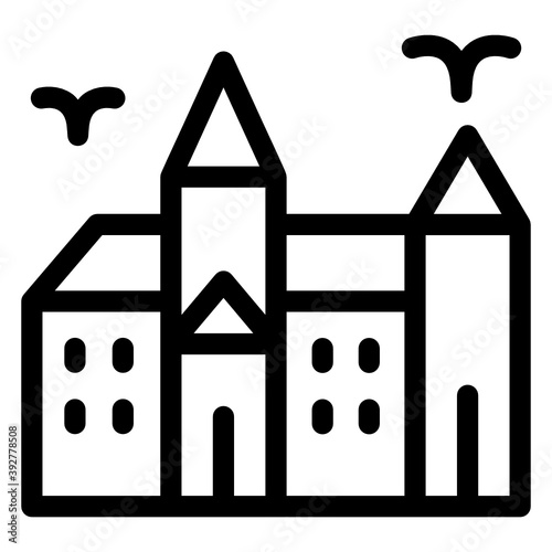
Collegiate church building, solid icon of westminster abbey 
