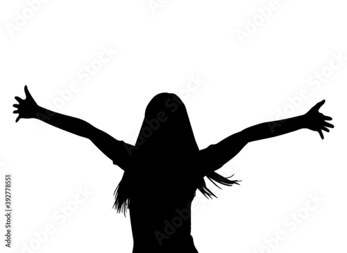 万歳をする女性シルエット