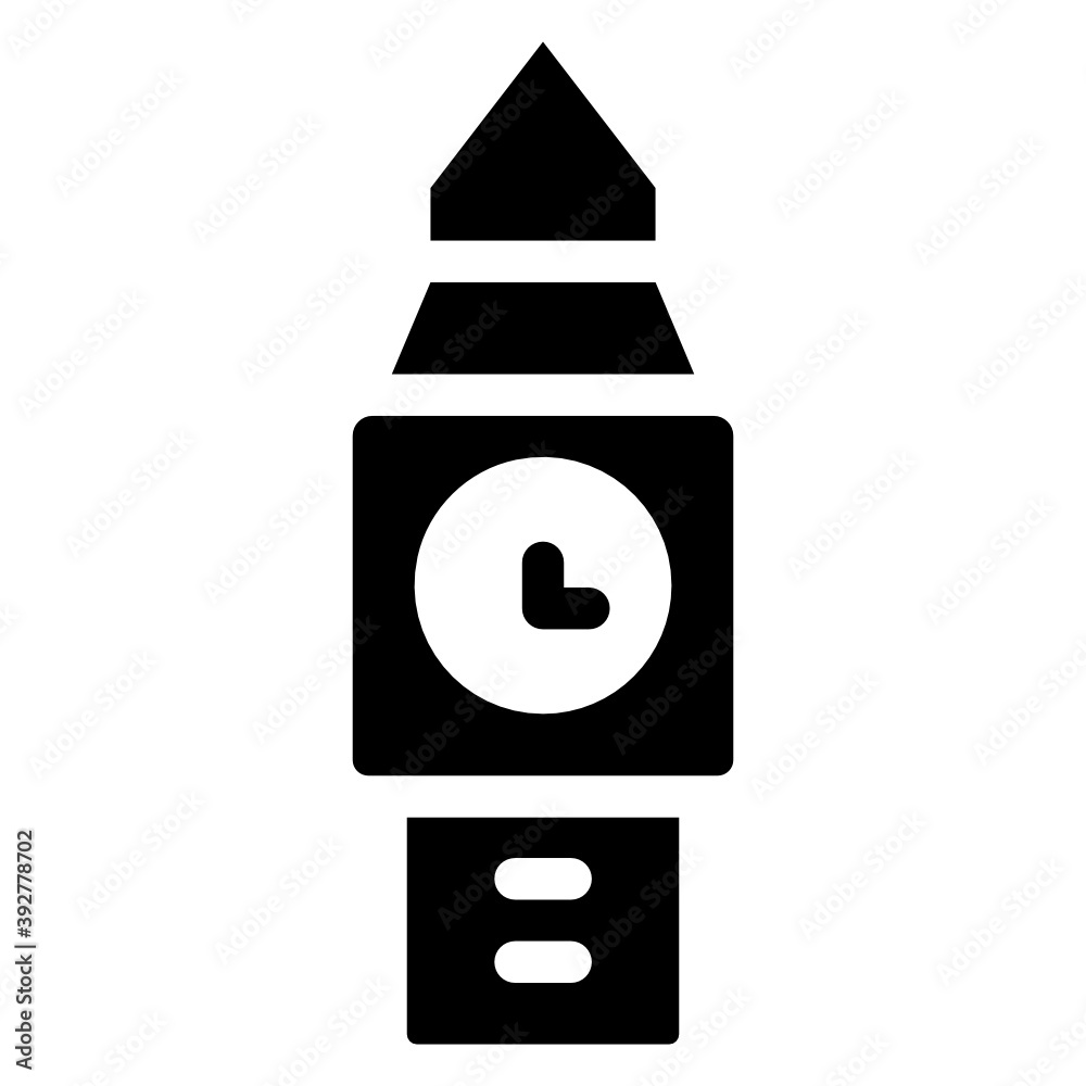 Big ben icon in solid design, great bell of london architecture
Big ben icon in solid design, great bell of london architecture