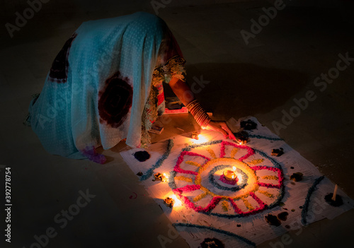 Diwali is a festival of lights mainly celebrated by Hindus. The festival usually lasts five days and celebrated during the Hindu Lunisolar month Kartika. One of the most popular festivals of Hinduism, photo