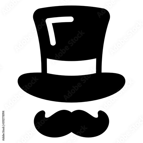 
Moustache with lords hat, solid icon of hat and mustache 
