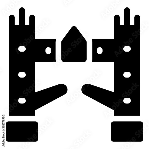 
London passing suspension link, solid icon of tower bridge  
