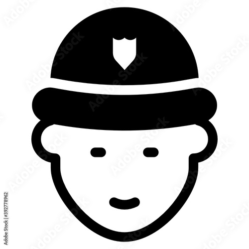 
Royal security gendrame, solid icon of british police officer 
