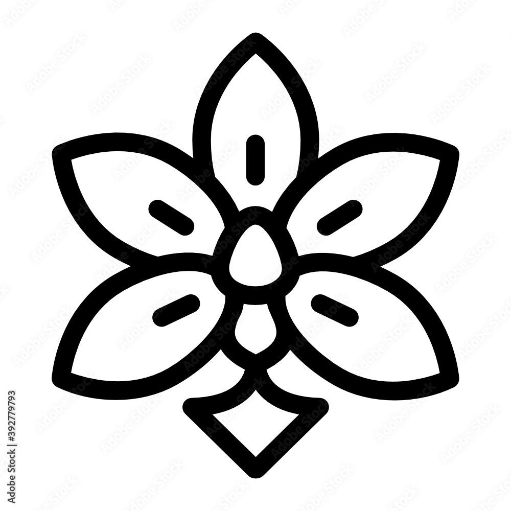 
Icon of orchid in solid style 
