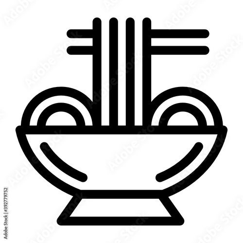 
Cooked noodles in bowl with chopsticks, singaporean food in glyph style 
