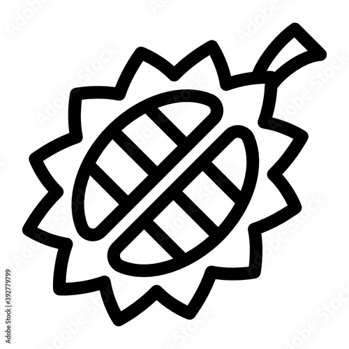 Traditional durian fruit, glyph icon of singaporean fruit,
