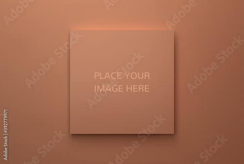 Square brochure mockup. Blank sheet of paper. Element for advertising and promotional message. 3d vector illustration for your design.