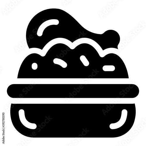 
Chicken rice vector in modern filled style 
