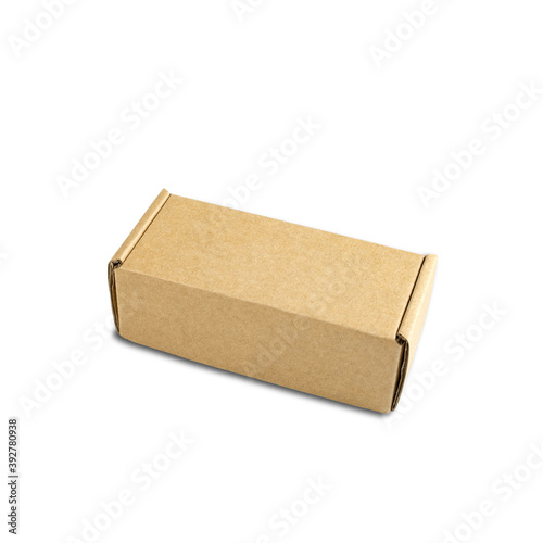 Cardboard brown box or Kraft package box isolated on a white background. with clipping paths. © Chaiwat